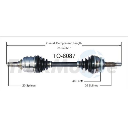 Surtrack Axle Cv Axle Shaft, To-8087 TO-8087